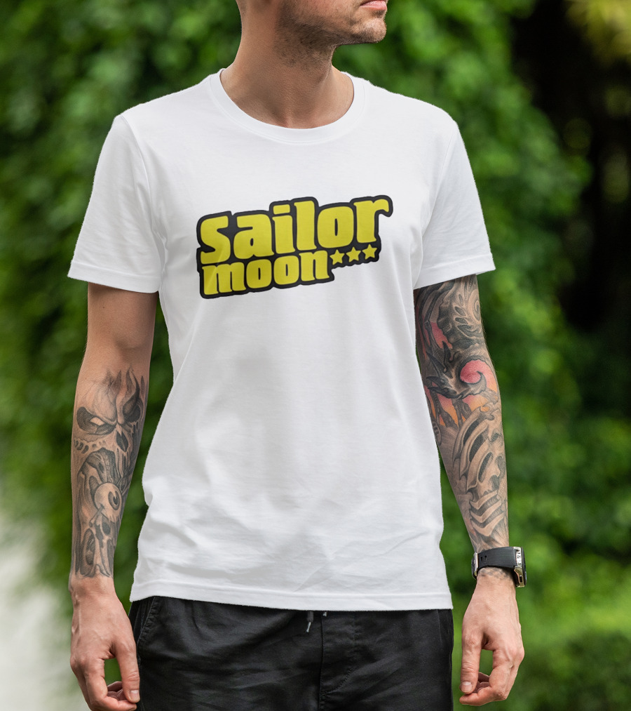 Sailor Moon Yellow Text With Stars T-Shirt