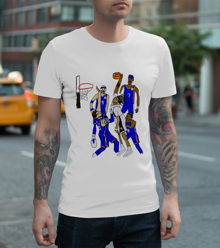 Stephon Castle Dunk Basketball Blue Team Number 4 Drawing T-Shirt
