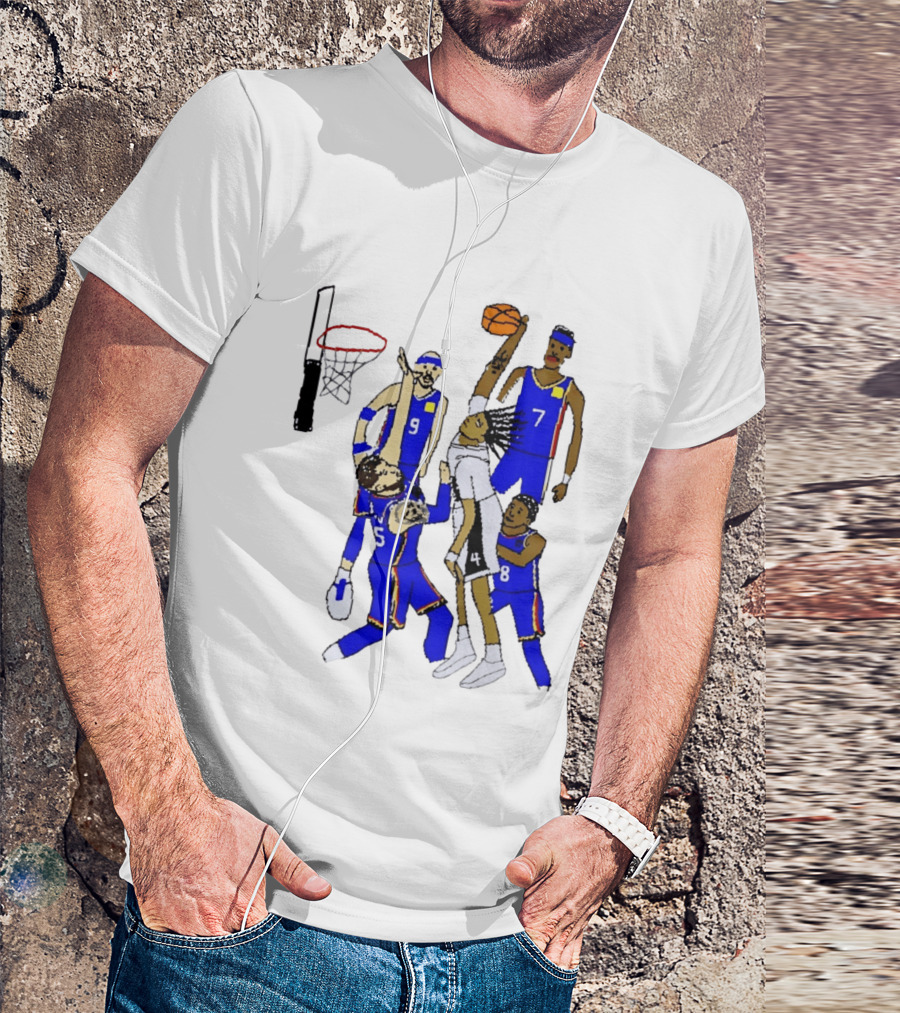 Stephon Castle Dunk Basketball Blue Team Number 4 Drawing T-Shirt