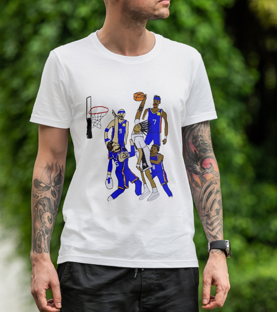 Stephon Castle Dunk Basketball Blue Team Number 4 Drawing T-Shirt
