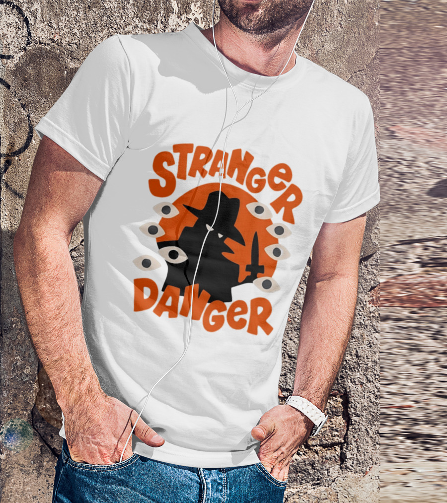 Stranger Danger Mysterious Figure Holding Knife Surrounded By Ing Eyes T-Shirt