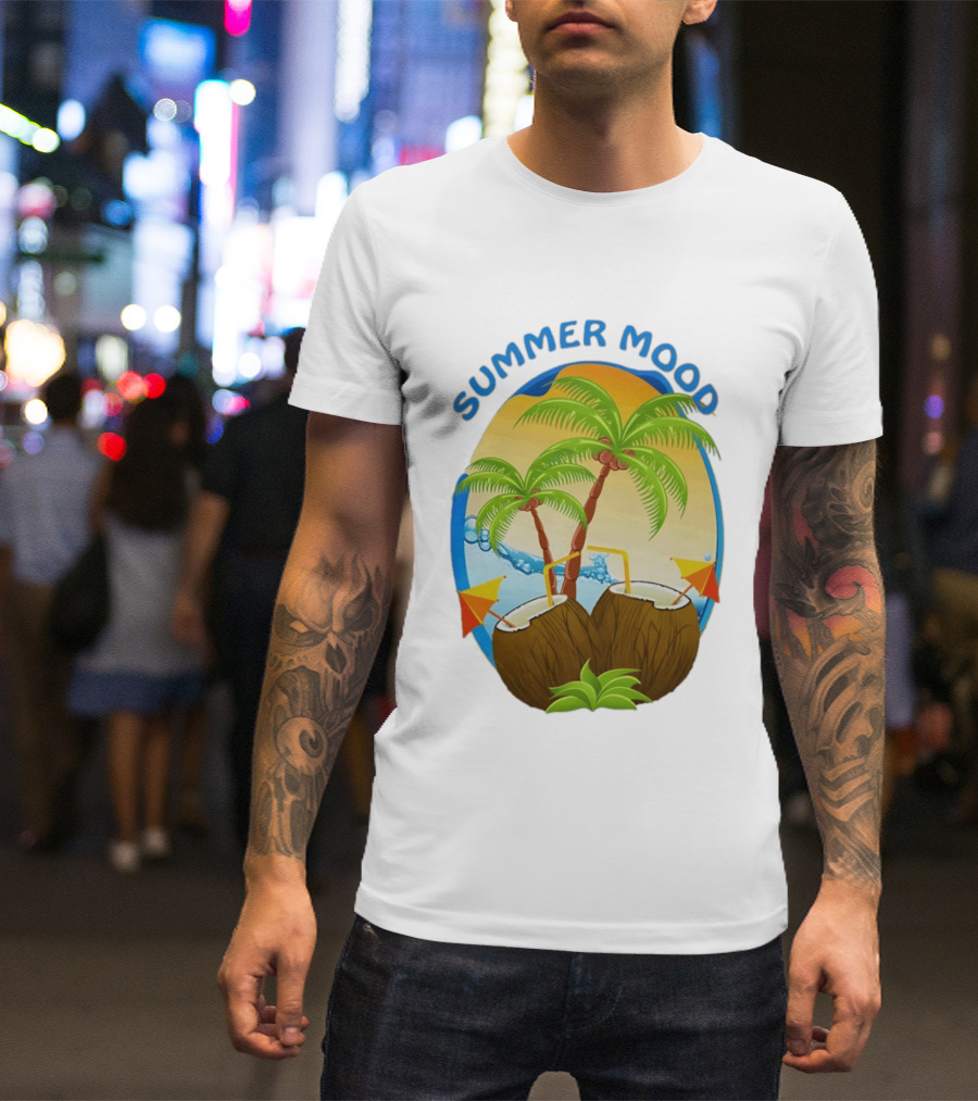 Summer Mood Tropical Palm And Coconut Drink Fiesta T-Shirt