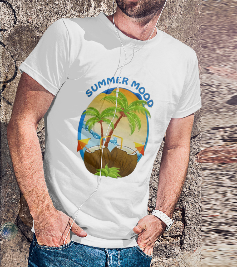 Summer Mood Tropical Palm And Coconut Drink Fiesta T-Shirt
