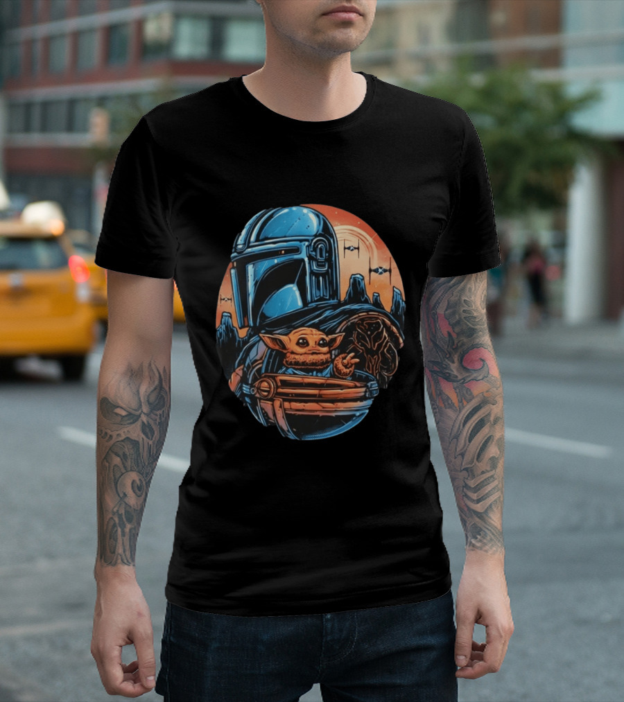 Din Djarin And Grogu Mandalorian Saga Rise Against The Empire T-Shirt