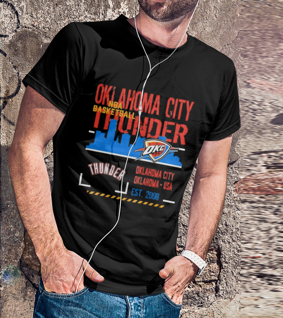 Oklahoma City Thunder NBA Basketball Skyline OKC Est 2008 T-Shirt