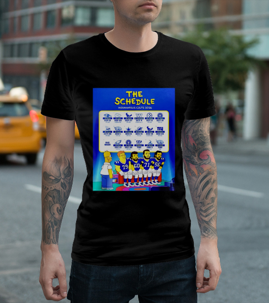 The Schedule Indianapolis Colts 2026 Simpsons Characters NFL Teams Matchups T-Shirt