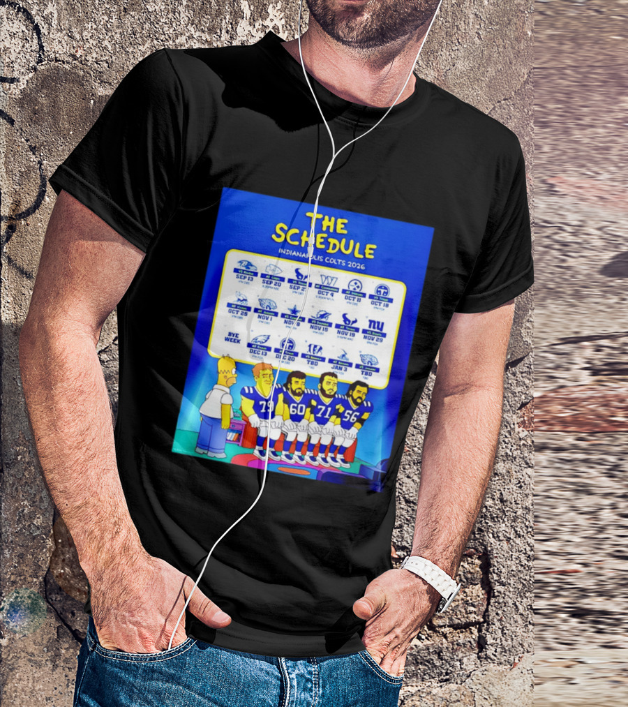 The Schedule Indianapolis Colts 2026 Simpsons Characters NFL Teams Matchups T-Shirt