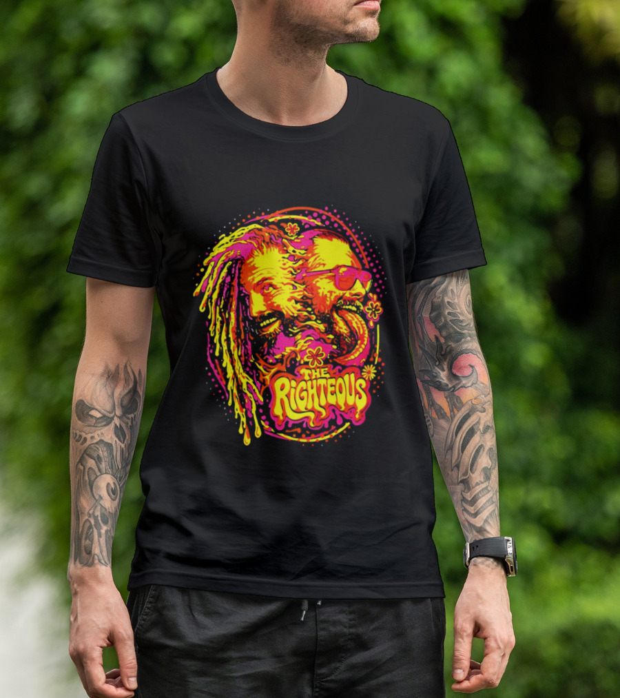 TNA Wrestling The Righteous Psychedelic Tie Dye Art With Sunglasses And Flowers T-Shirt