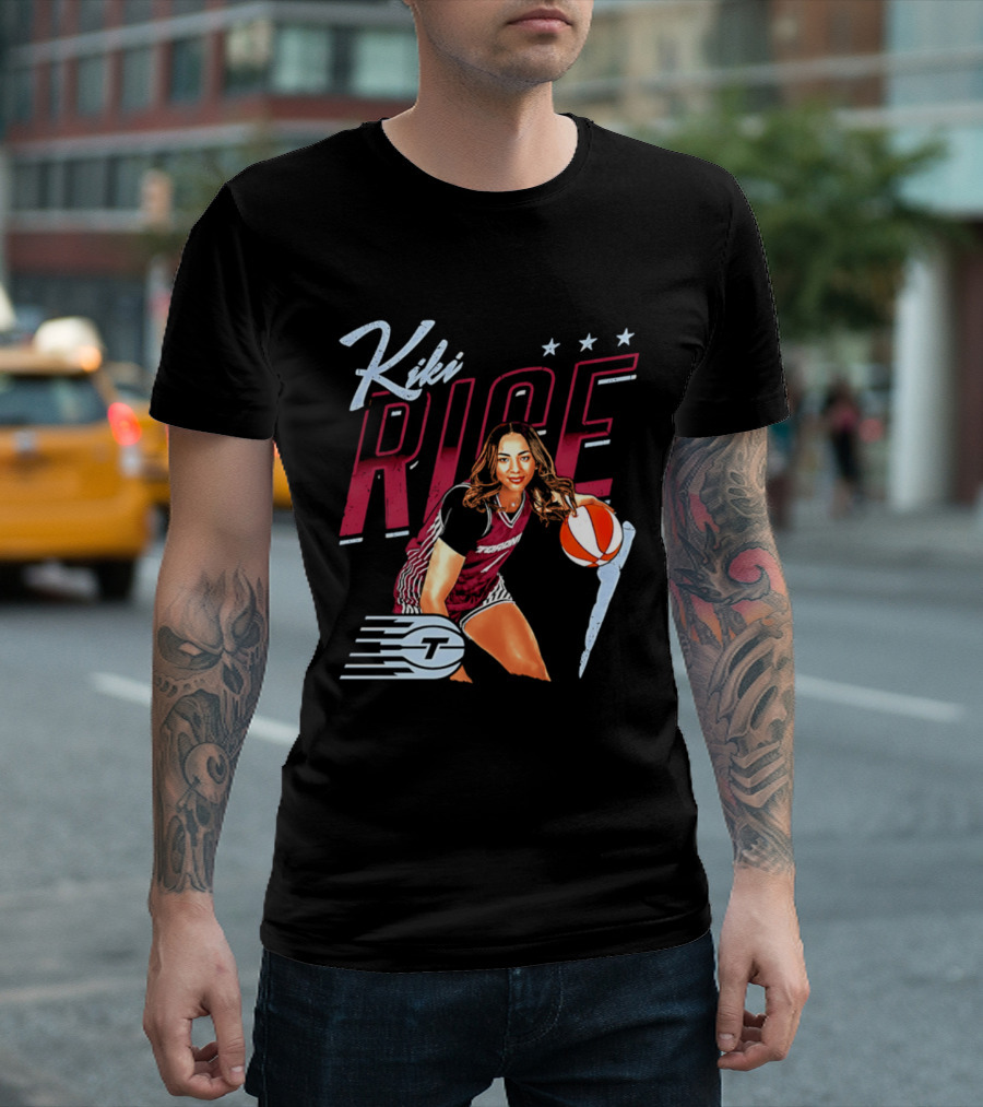 Kiki Rice Toronto Tempo Player Three Stars Basketball Pose T-Shirt