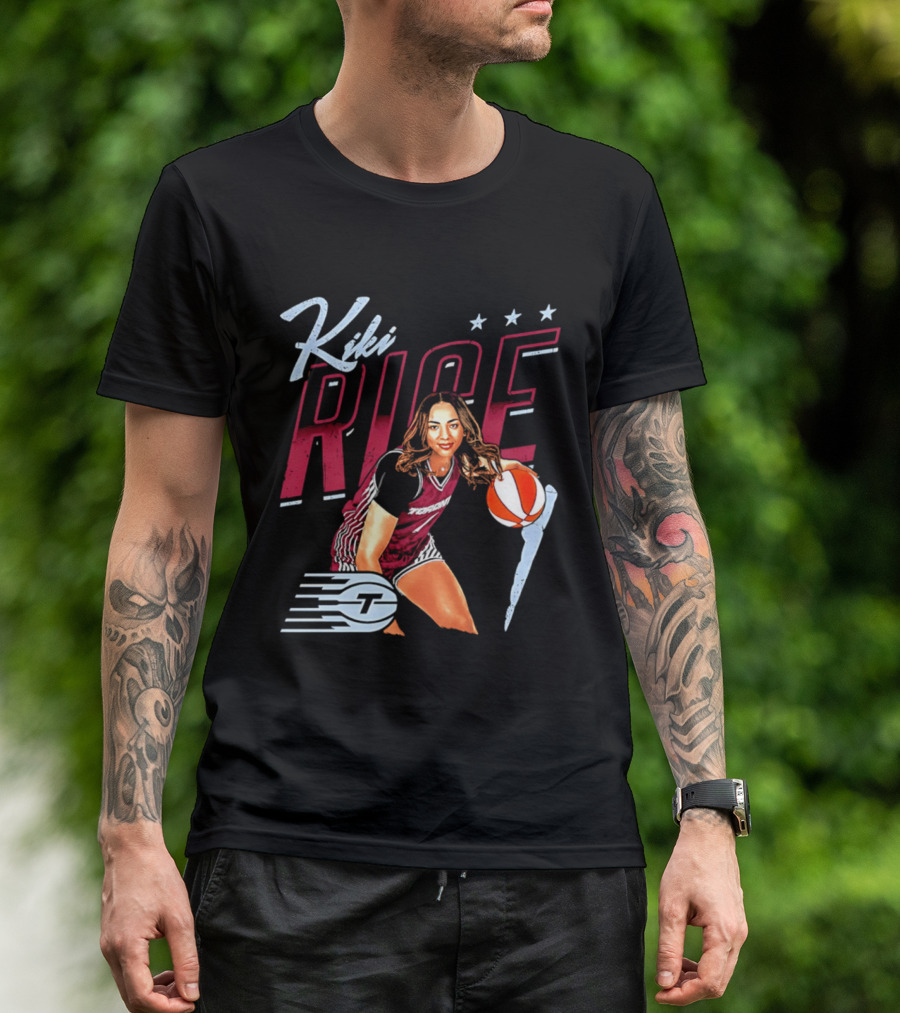 Kiki Rice Toronto Tempo Player Three Stars Basketball Pose T-Shirt