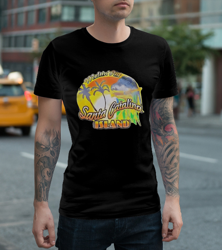 Meltin Pot Santa Catalina Island Palm Trees Ocean Sunrise T-Shirt