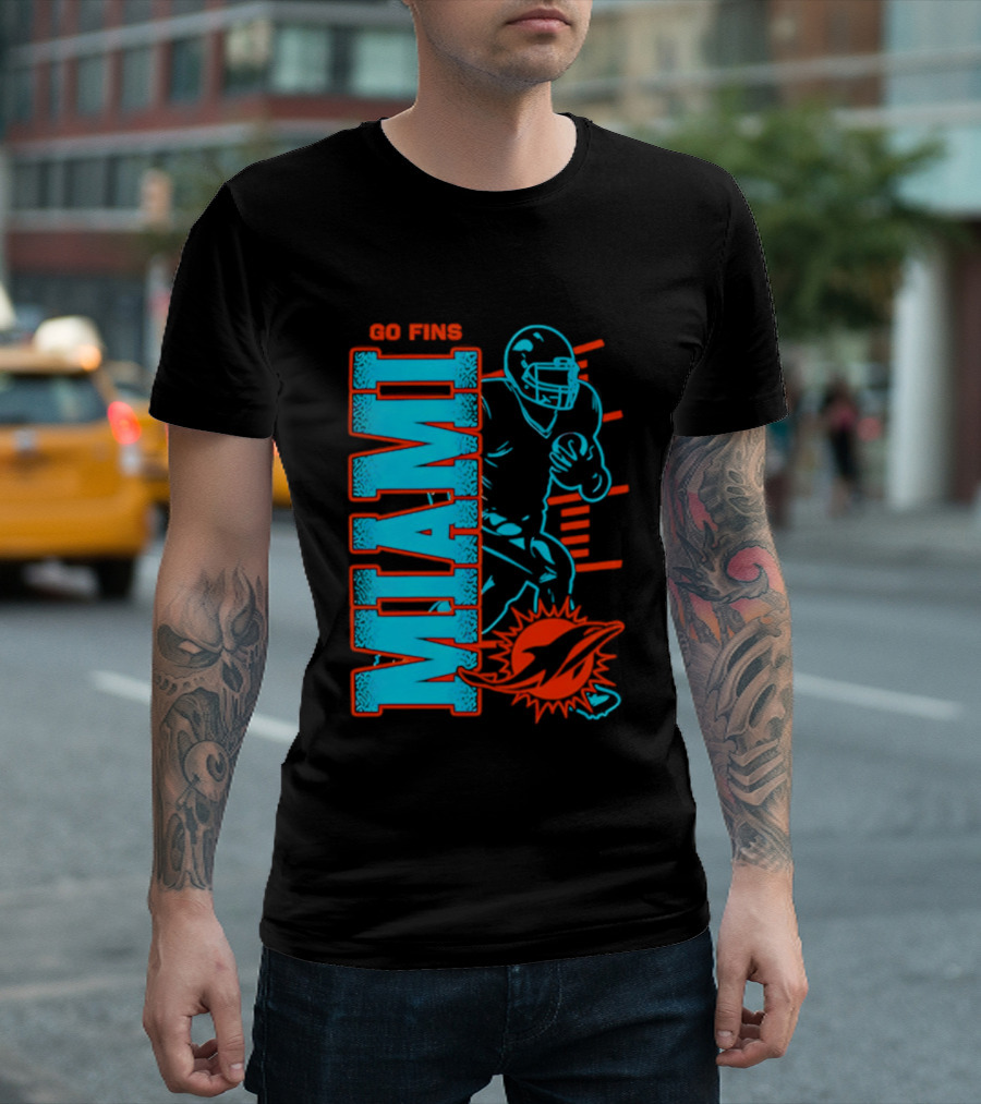 Miami Dolphins Go Fins Football Player T-Shirt
