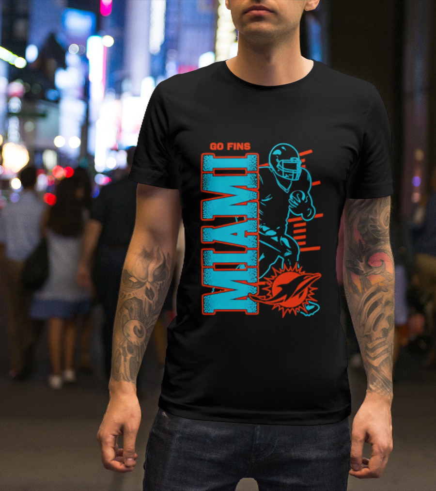 Miami Dolphins Go Fins Football Player T-Shirt
