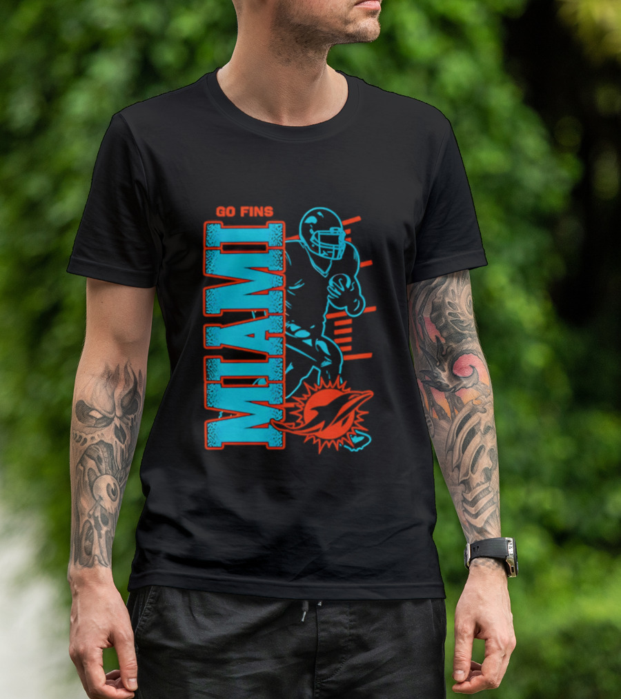Miami Dolphins Go Fins Football Player T-Shirt