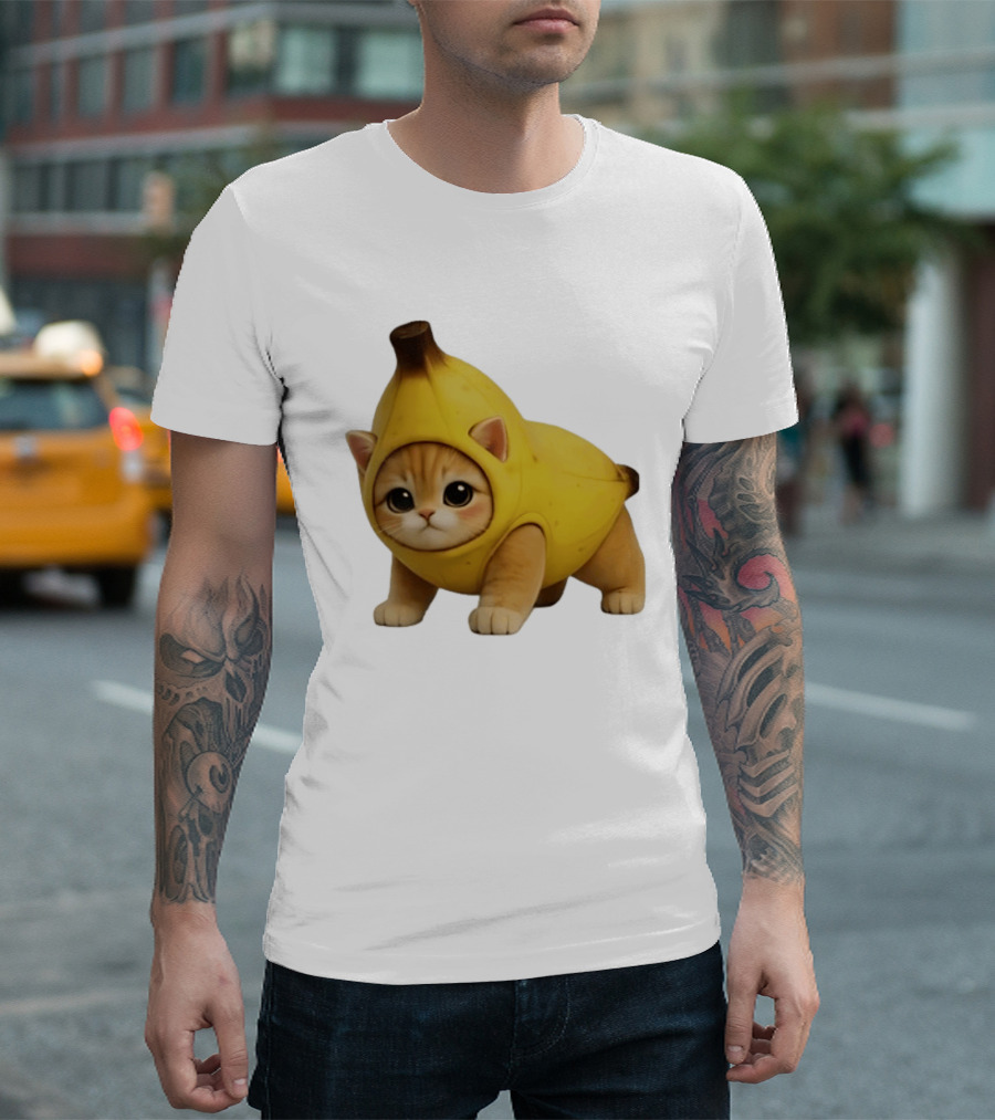 Banana Kitty Cute Cat In Fruit Costume T-Shirt