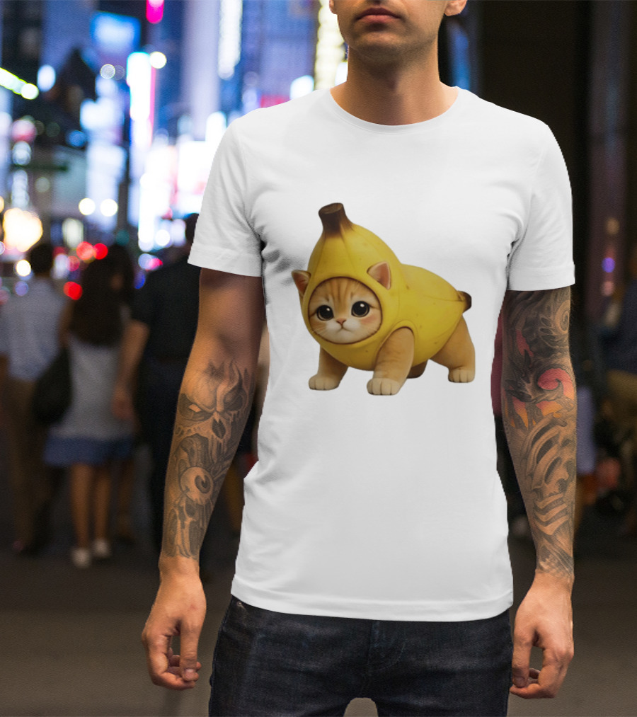 Banana Kitty Cute Cat In Fruit Costume T-Shirt