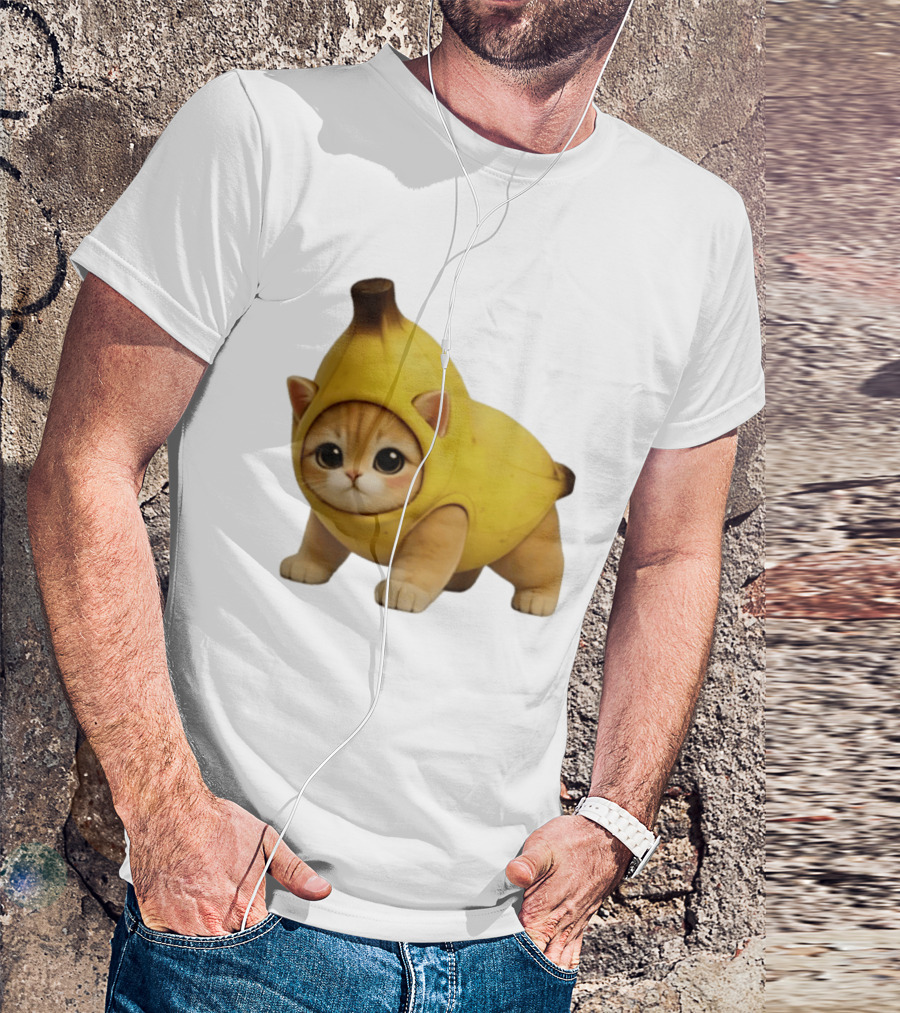Banana Kitty Cute Cat In Fruit Costume T-Shirt