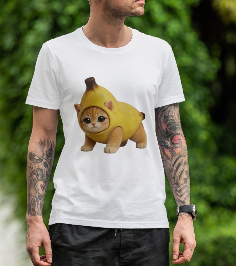 Banana Kitty Cute Cat In Fruit Costume T-Shirt
