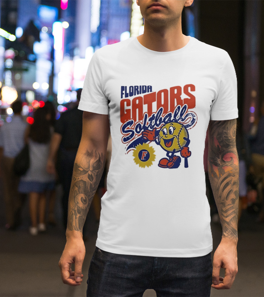 Florida Gators Softball Sunflower Vintage Cartoon Baseball T-Shirt