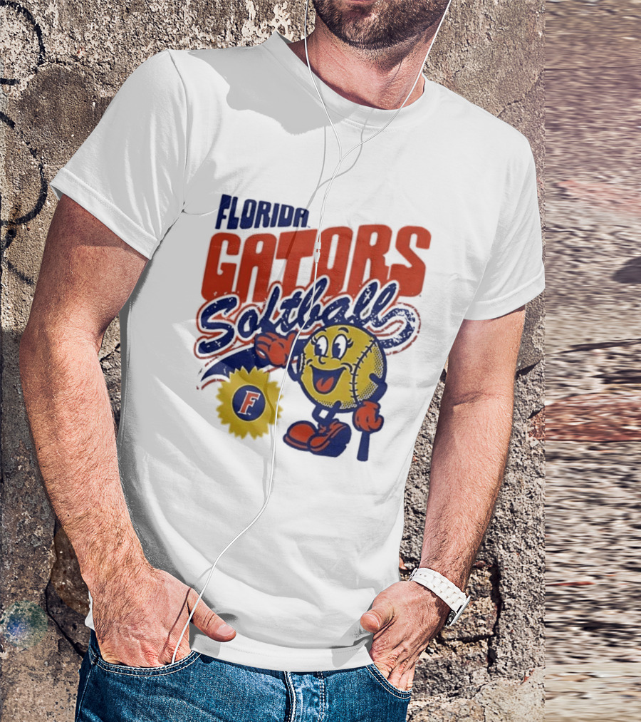 Florida Gators Softball Sunflower Vintage Cartoon Baseball T-Shirt