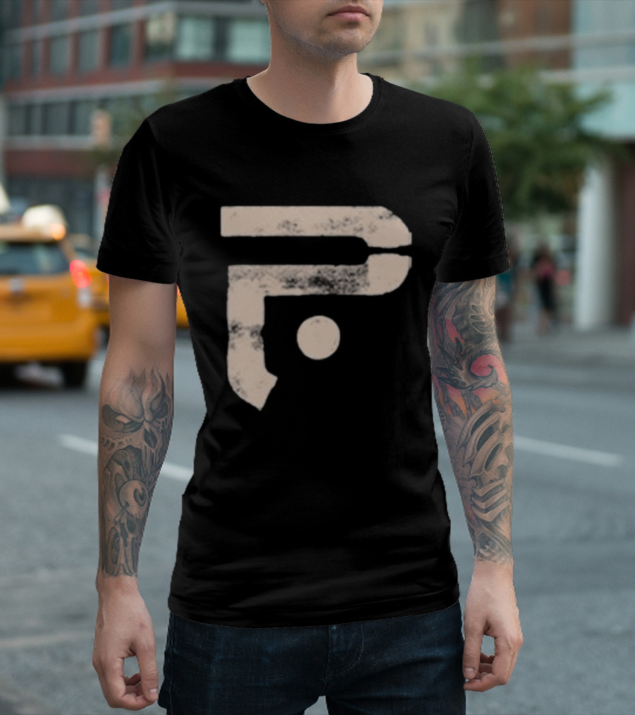 A Pale White Dot Abstract Symbol With Textured Circular Motif T-Shirt