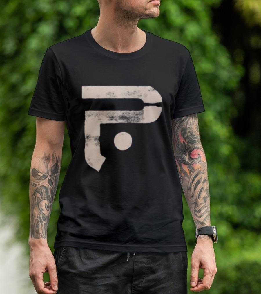 A Pale White Dot Abstract Symbol With Textured Circular Motif T-Shirt