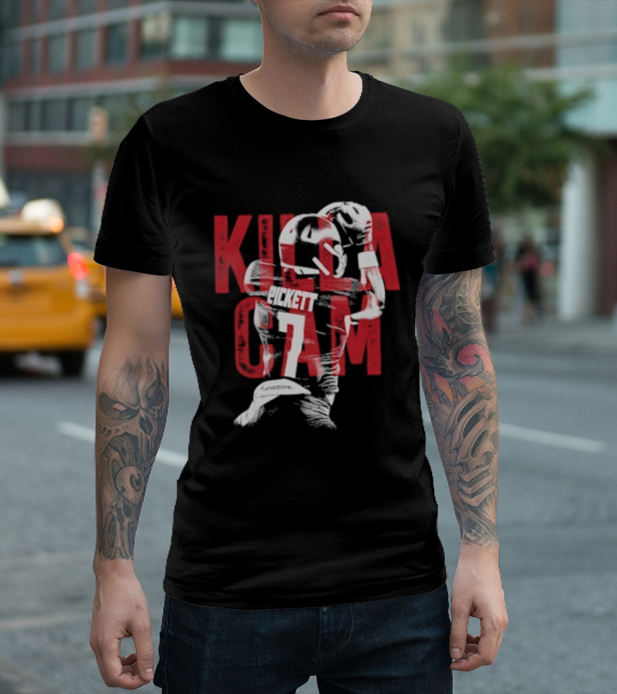 Killa Cam Pickett Kansas Jayhawks 7 Bitmap Overlay T-Shirt