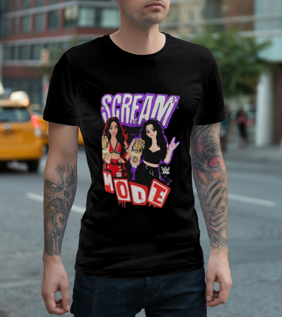 Scream Mode Paige Vs Brie Bella Cartoon WWE Champions T-Shirt
