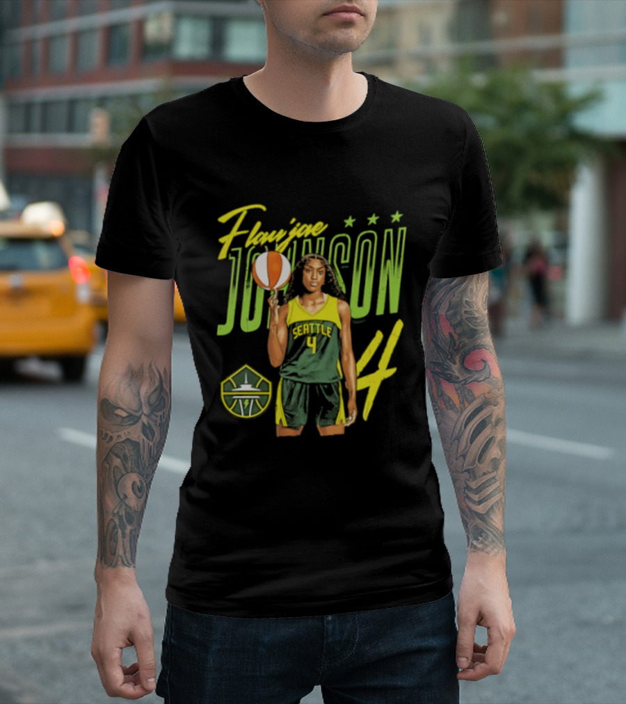 Flau'jae Johnson 4 Seattle Storm Basketball Star Pose T-Shirt