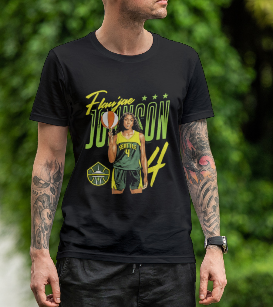Flau'jae Johnson 4 Seattle Storm Basketball Star Pose T-Shirt