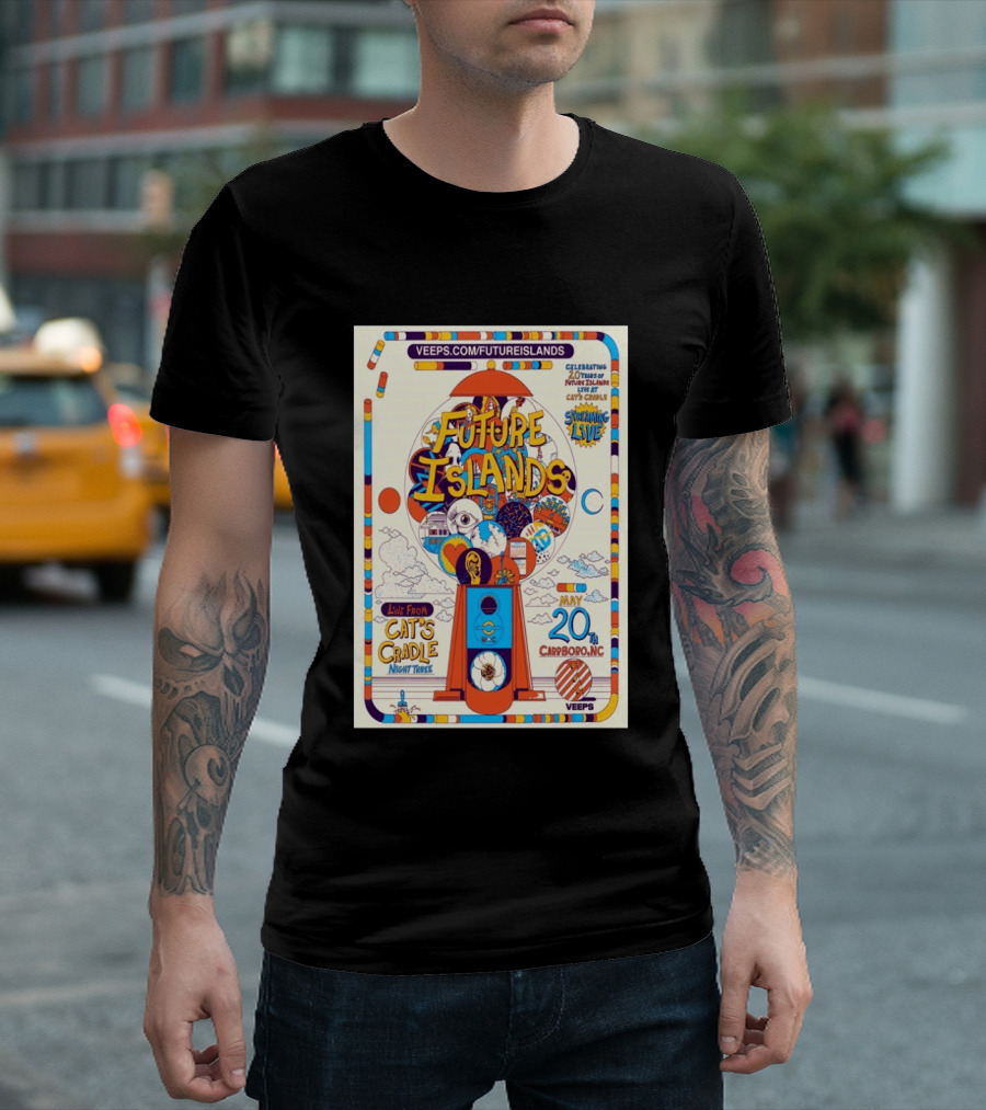Future Islands Live At Cat's Cradle Carrboro NC May 20 Celebrating 20 Years Streaming Veeps T-Shirt