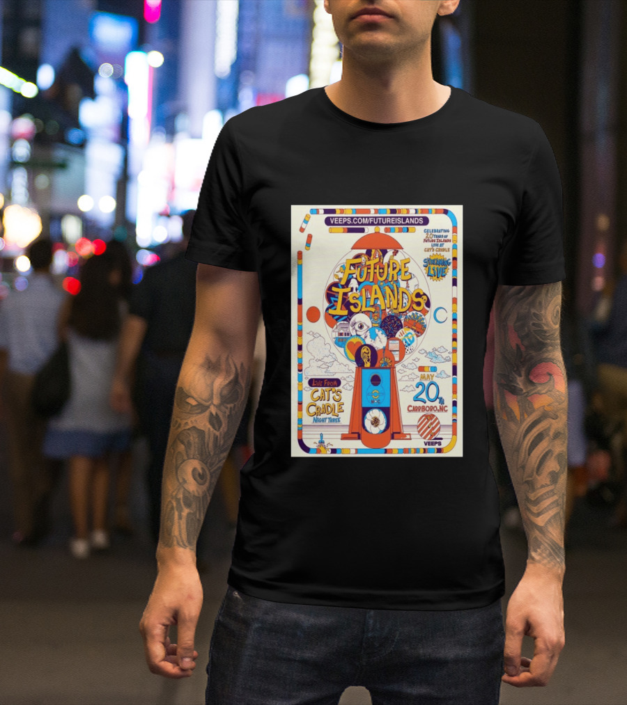 Future Islands Live At Cat's Cradle Carrboro NC May 20 Celebrating 20 Years Streaming Veeps T-Shirt