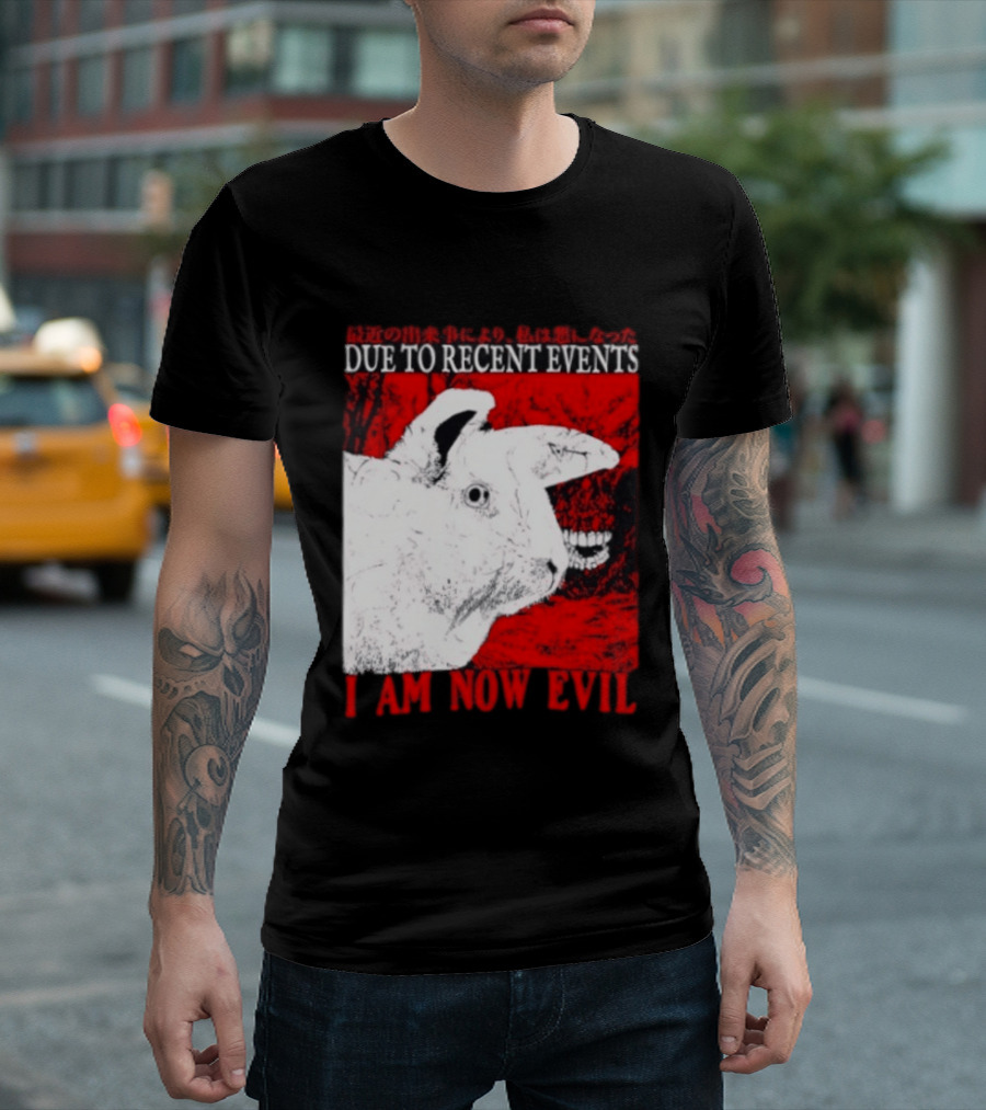 Rabbit Due To Recent Events I Am Now Evil Creepy Red T-Shirt