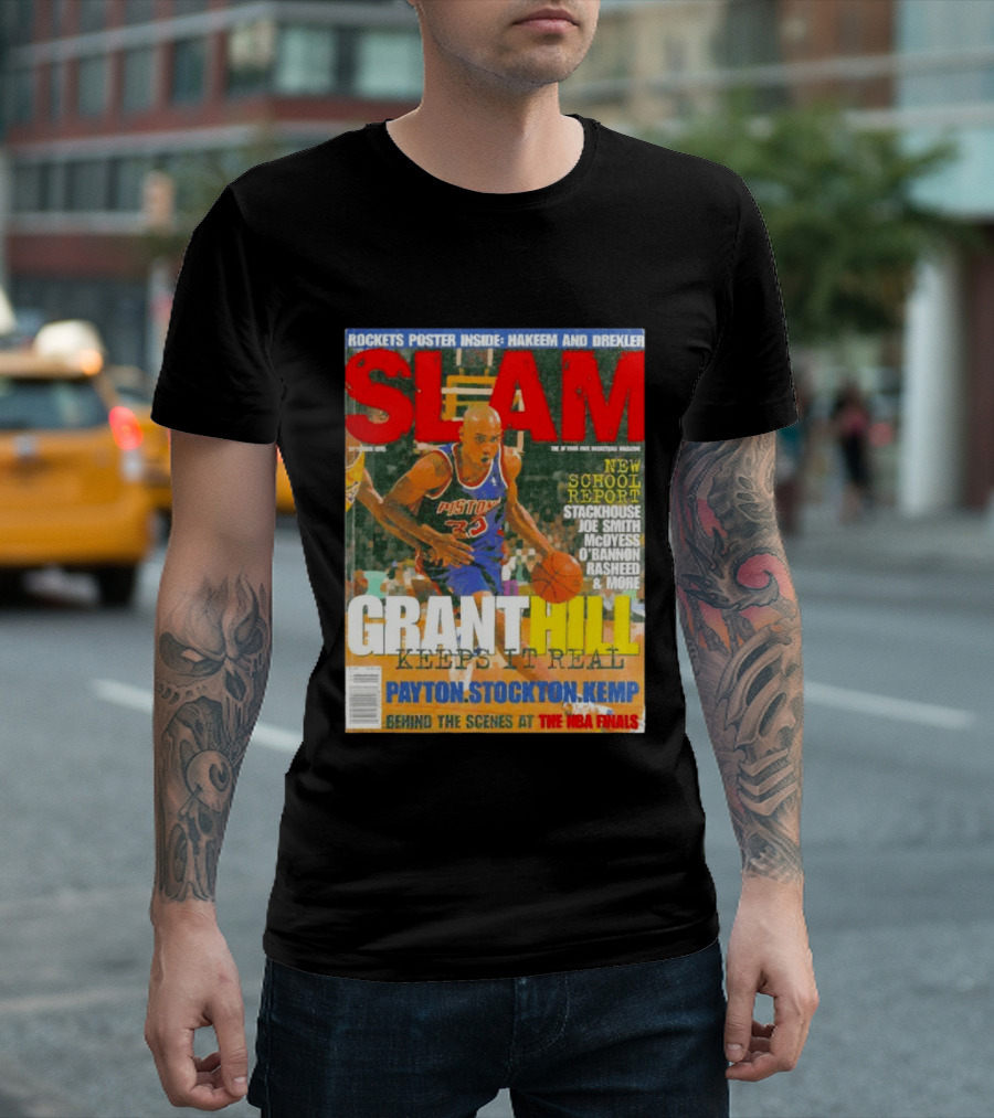SLAM Granthill Keeps It Real Payton Stockton Kemp Pistons Basketball NBA Finals Hakeem Drexler T-Shirt