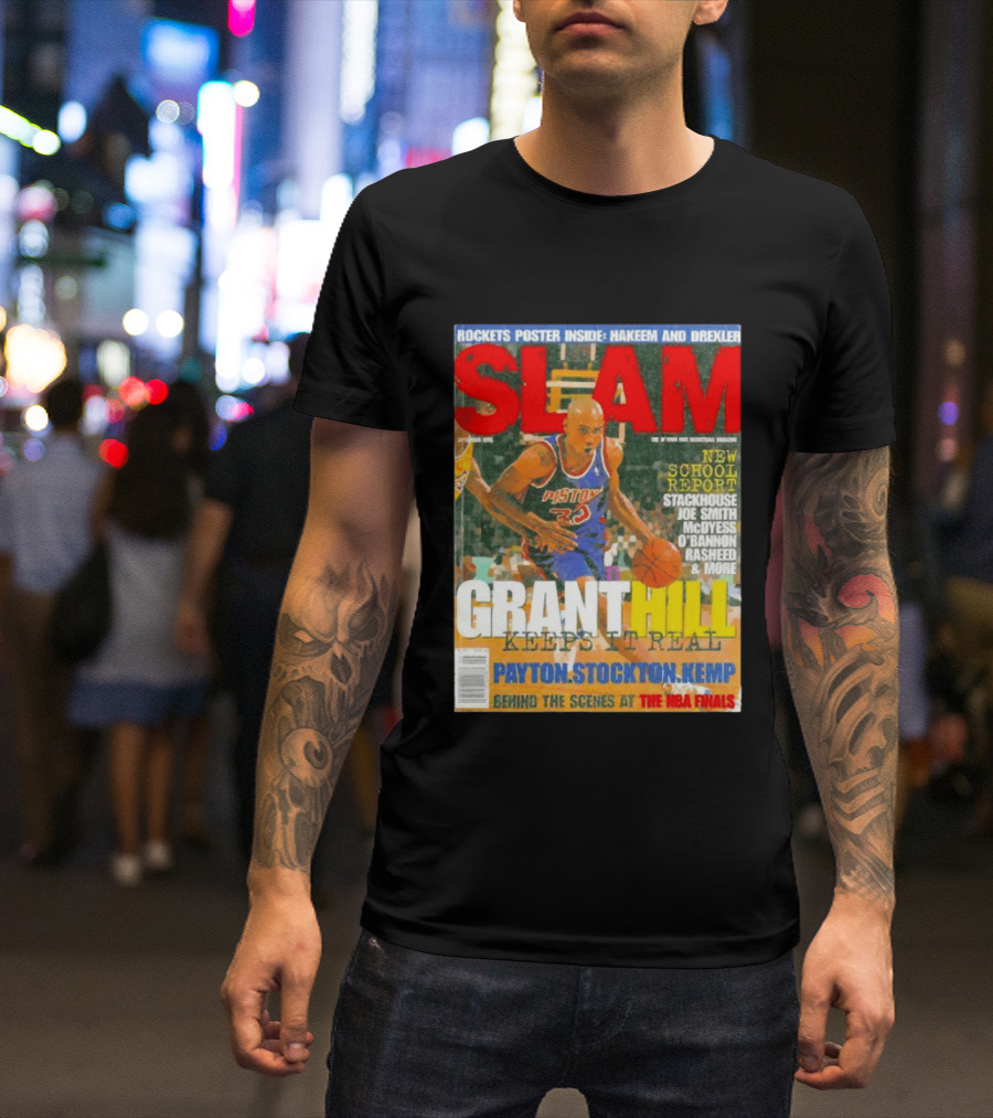 SLAM Granthill Keeps It Real Payton Stockton Kemp Pistons Basketball NBA Finals Hakeem Drexler T-Shirt