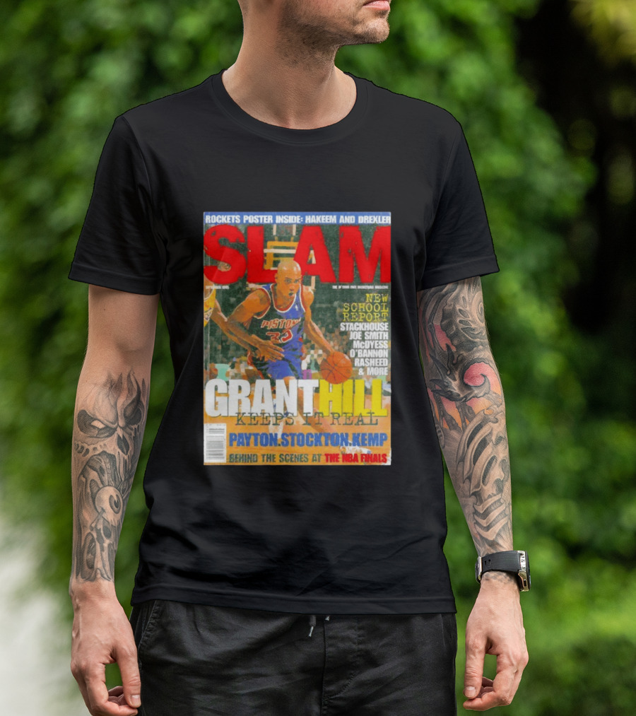 SLAM Granthill Keeps It Real Payton Stockton Kemp Pistons Basketball NBA Finals Hakeem Drexler T-Shirt