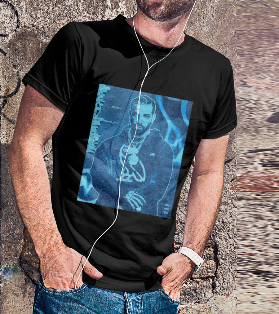 ICEMAN Owl Graphic Drake Blue Portrait With City Skyline T-Shirt