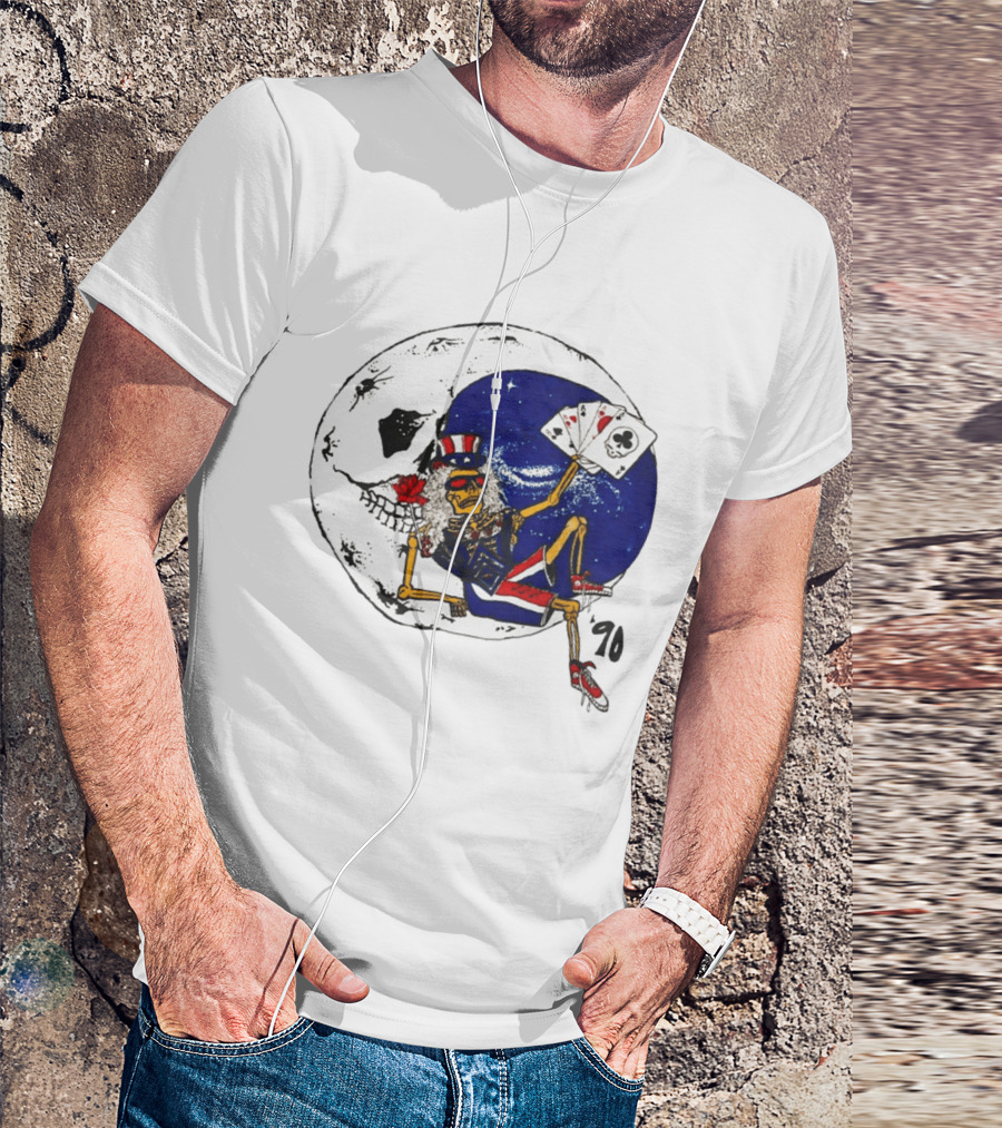 Grateful Dead 1990 Rare Uncle Sam Skeleton Moon Playing Cards T-Shirt