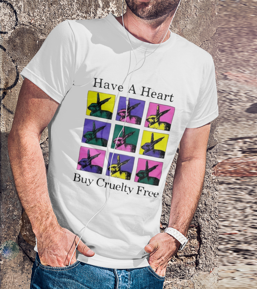 Have A Heart Buy Cruelty Free Rabbits Pop Art Style Iconic Colorful Blocks T-Shirt