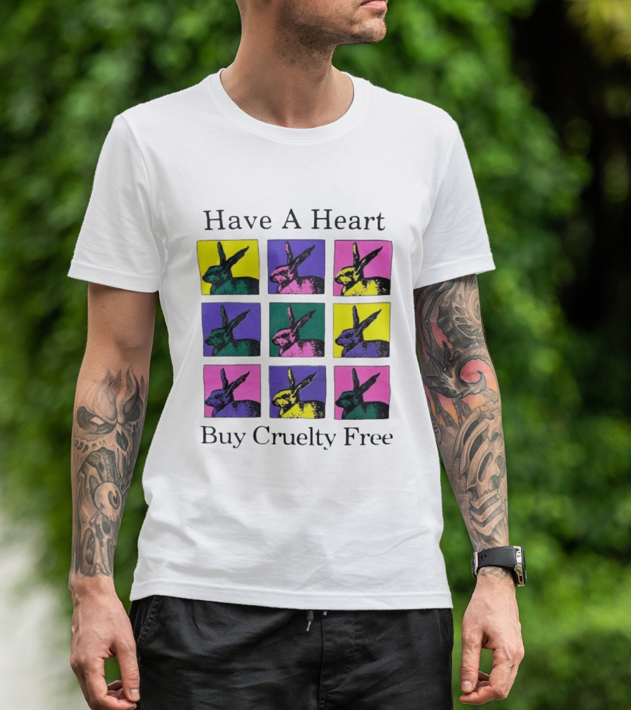 Have A Heart Buy Cruelty Free Rabbits Pop Art Style Iconic Colorful Blocks T-Shirt