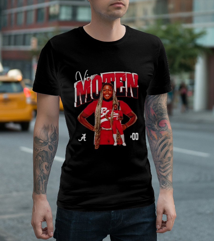 Vic Moten 00 Alabama Crimson Tide Softball Red Uniform Player Pose T-Shirt