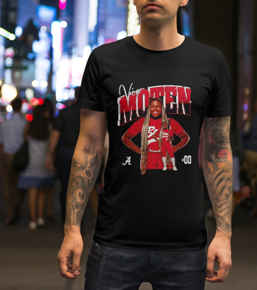 Vic Moten 00 Alabama Crimson Tide Softball Red Uniform Player Pose T-Shirt