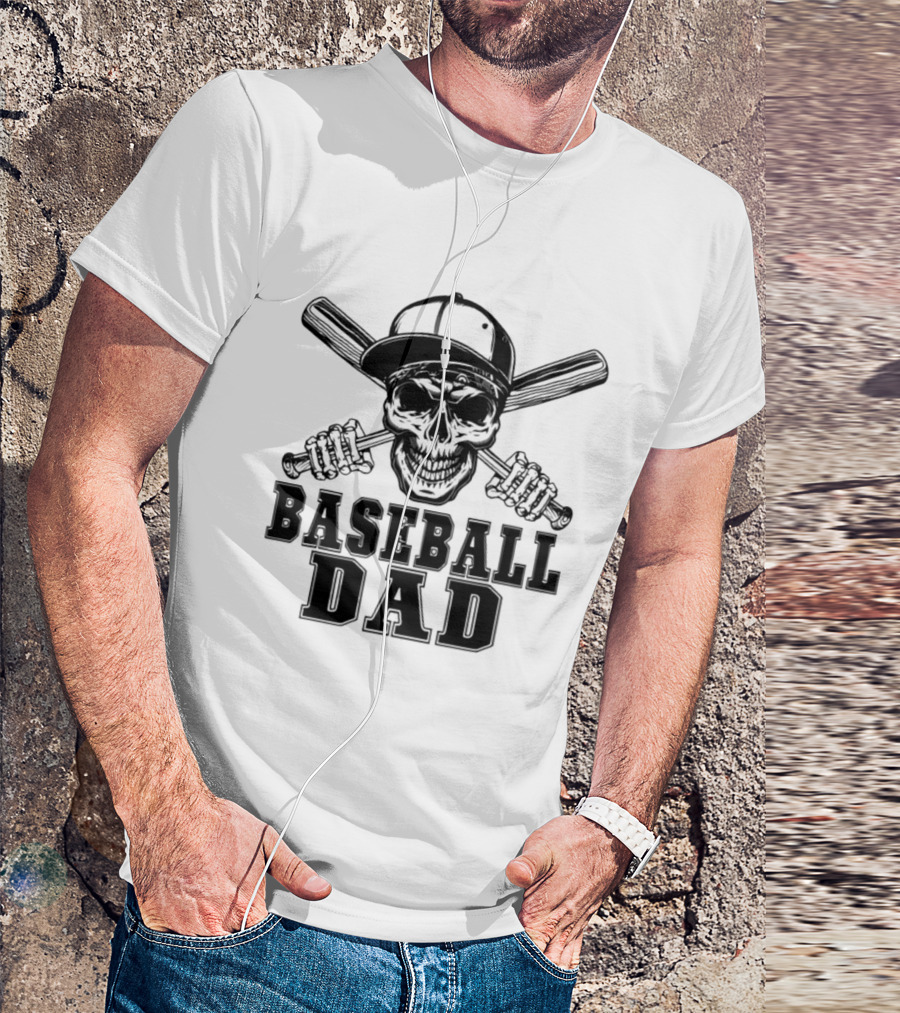 Baseball Dad Skull With Cap And Bats T-Shirt
