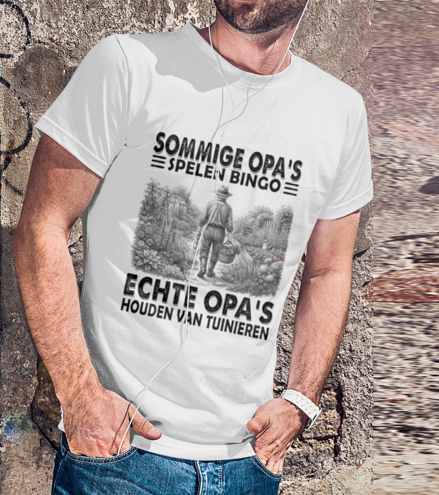 Sommige Opa's Spelen Bingo Echte Opa's Houden Van Tuinieren Tuinman Silhouet Achtergrond T-Shirt