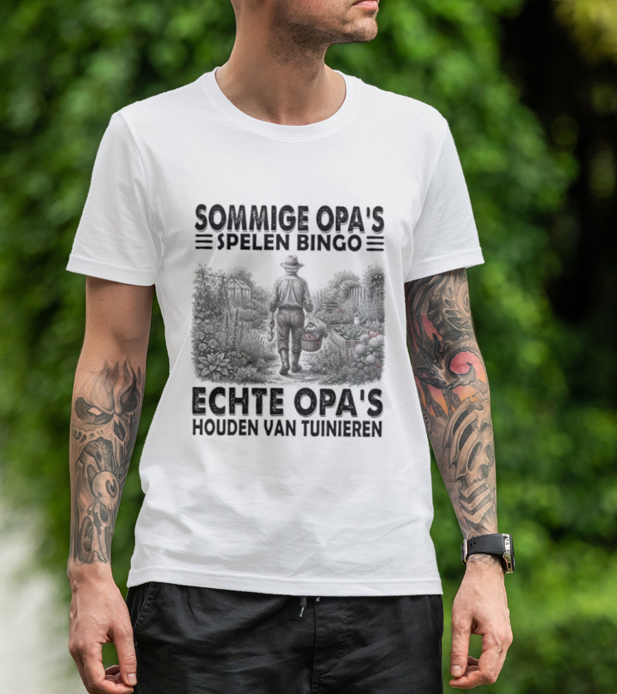 Sommige Opa's Spelen Bingo Echte Opa's Houden Van Tuinieren Tuinman Silhouet Achtergrond T-Shirt
