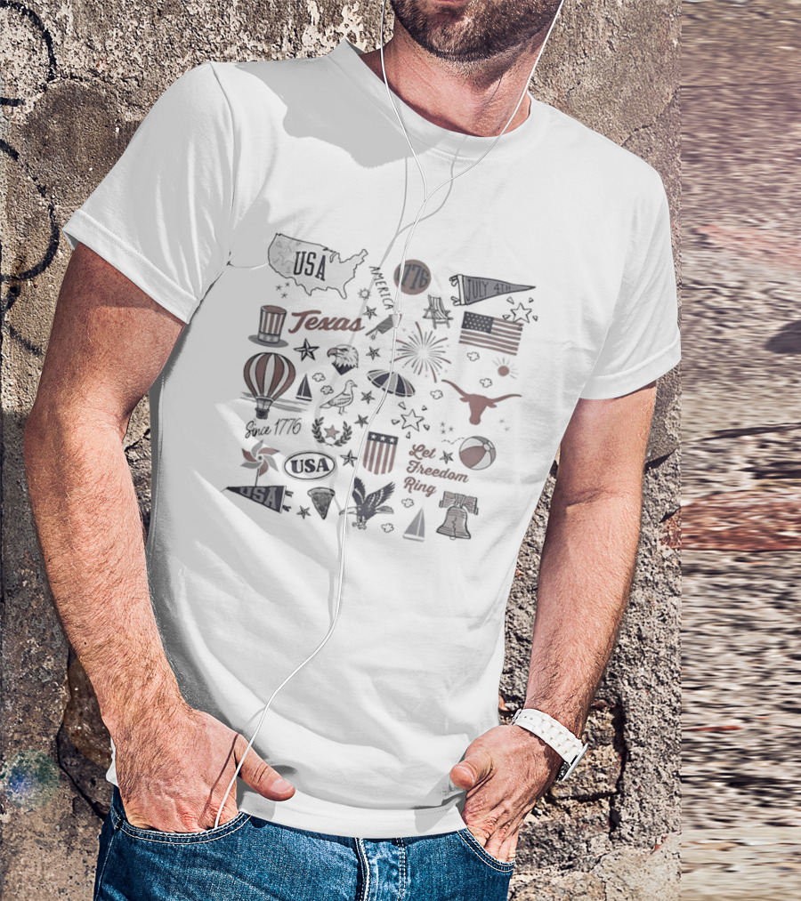 Texas Longhorns Let Freedom Ring USA 250th Celebration T-Shirt