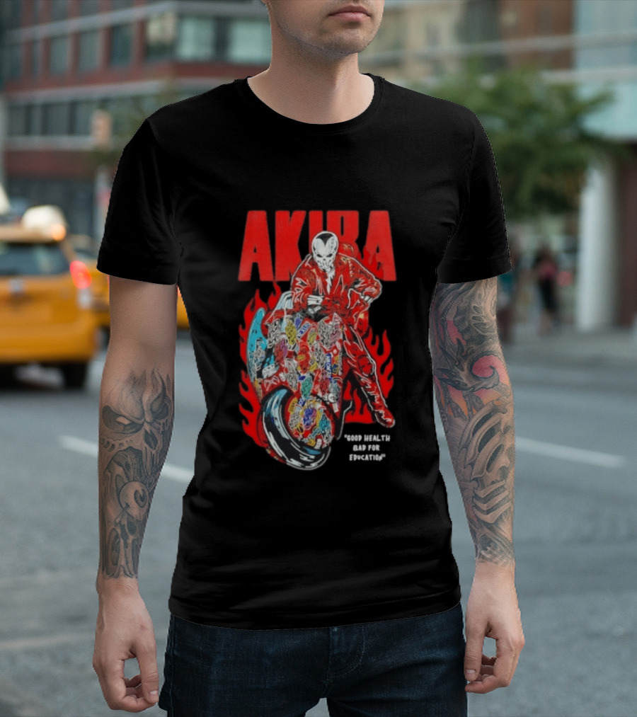 Akira Good For Health Bad For Education Iconic Motorcycle T-Shirt