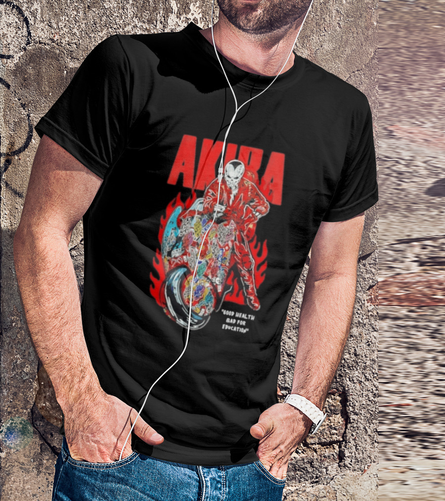 Akira Good For Health Bad For Education Iconic Motorcycle T-Shirt