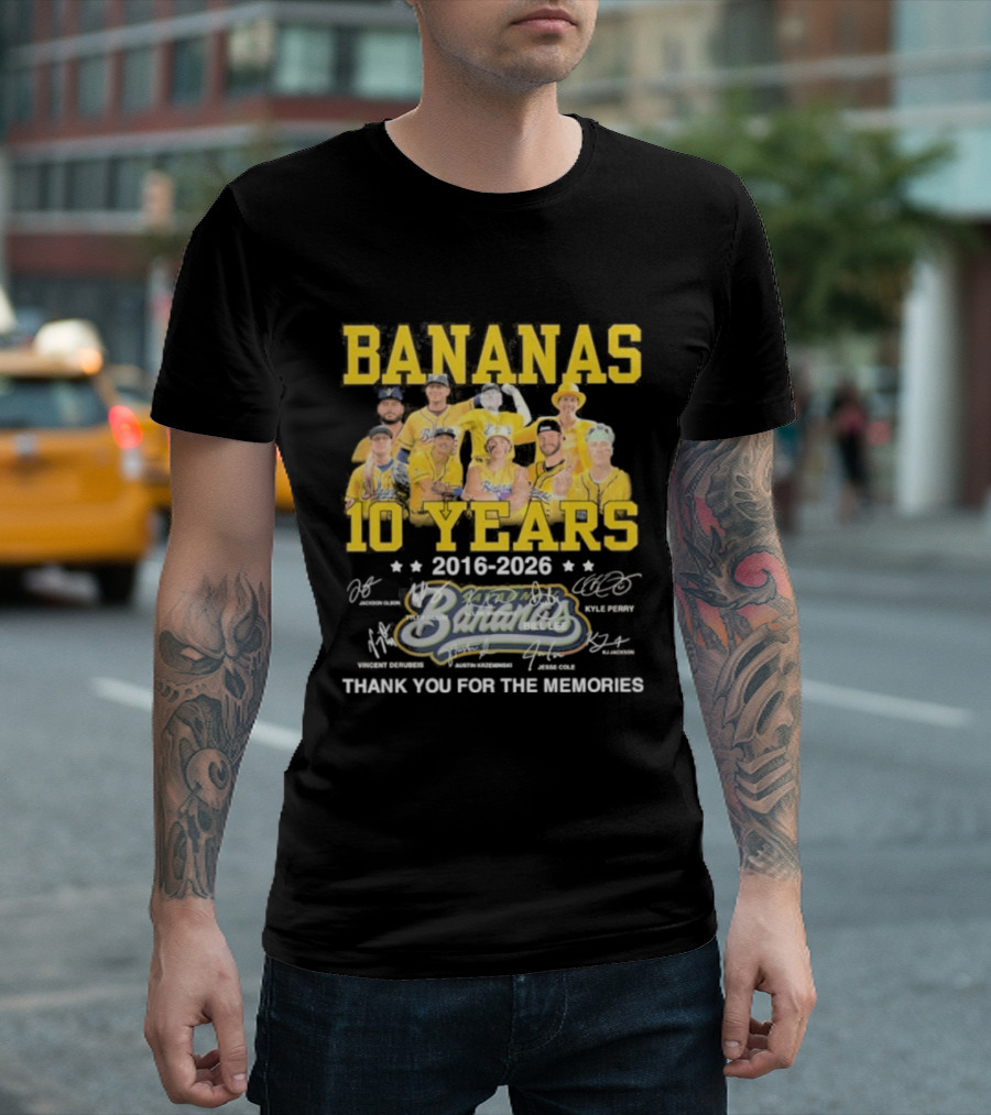 Bananas Baseball 10 Years 2016 2026 Thank You For The Memories T-Shirt