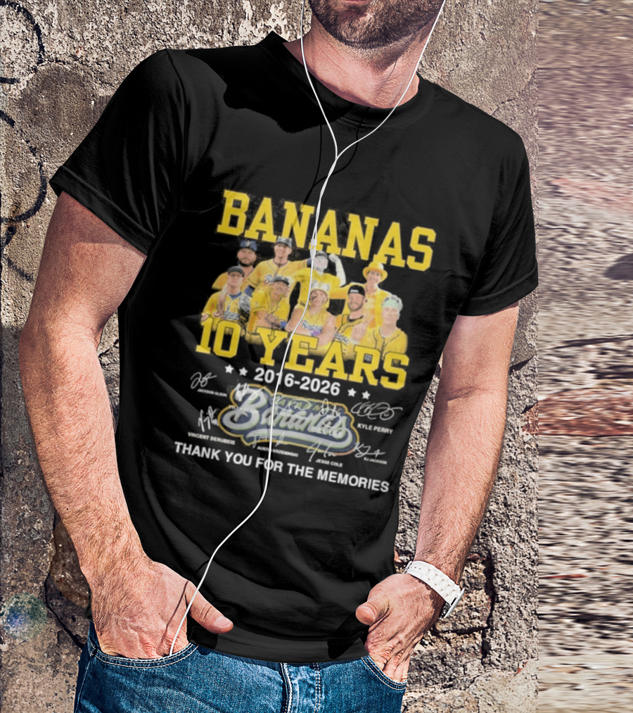 Bananas Baseball 10 Years 2016 2026 Thank You For The Memories T-Shirt